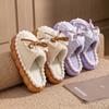Thick-bottomed Cotton Slippers Women's Winter New Indoor Home Non-slip Warm Bow Plush Slippers Women's Winter
