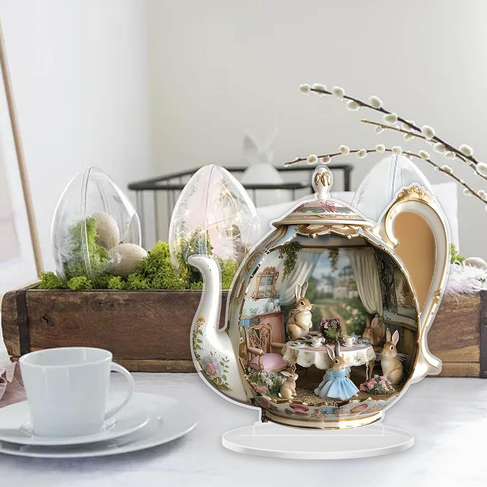 

Настольное 2D Плоское Украшение Пасхальный Кролик Чайник Сцена Акриловое Настольное Украшение Домашняя Вечеринка Праздничное Украшение Скульптура Бабушки One Size бежевый