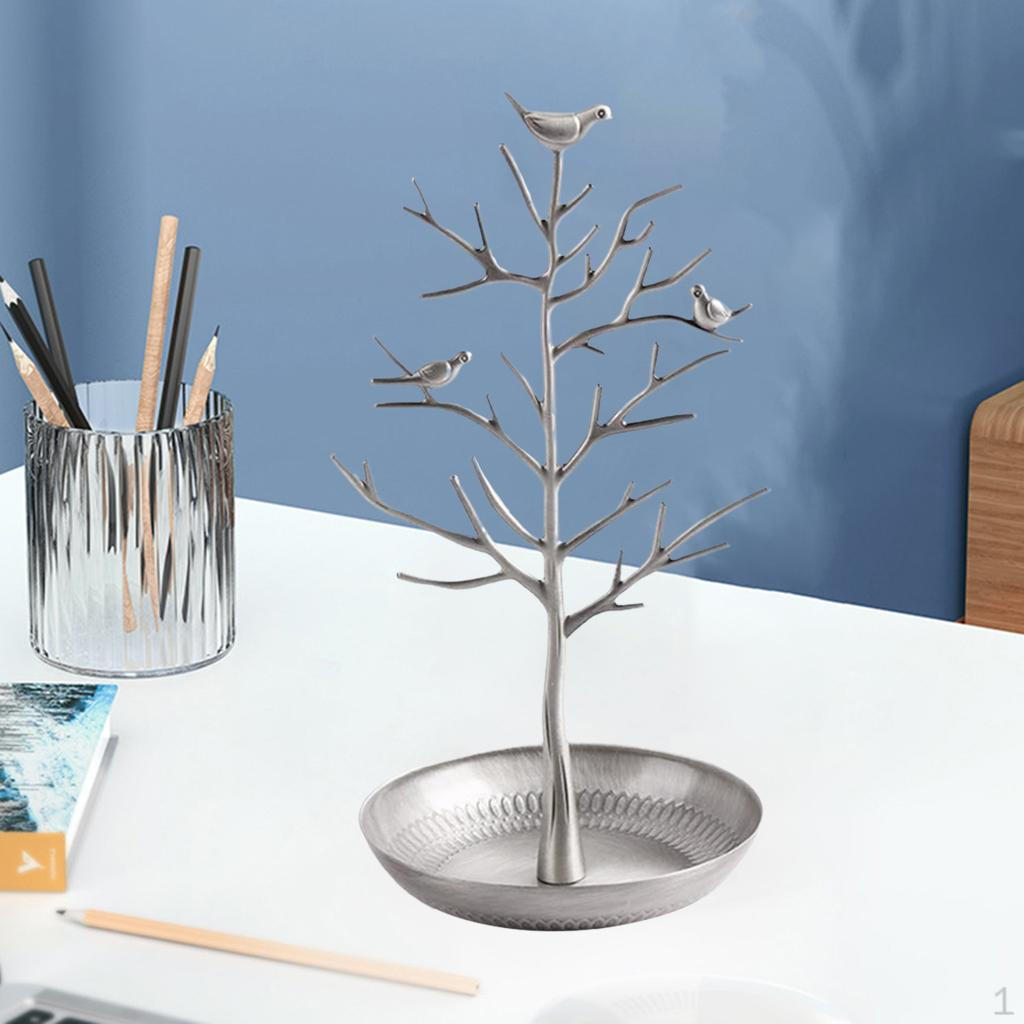 Tree Jewelry Stand Display Earring Necklace Bracelet Rack Holder Organizer Tower Silver