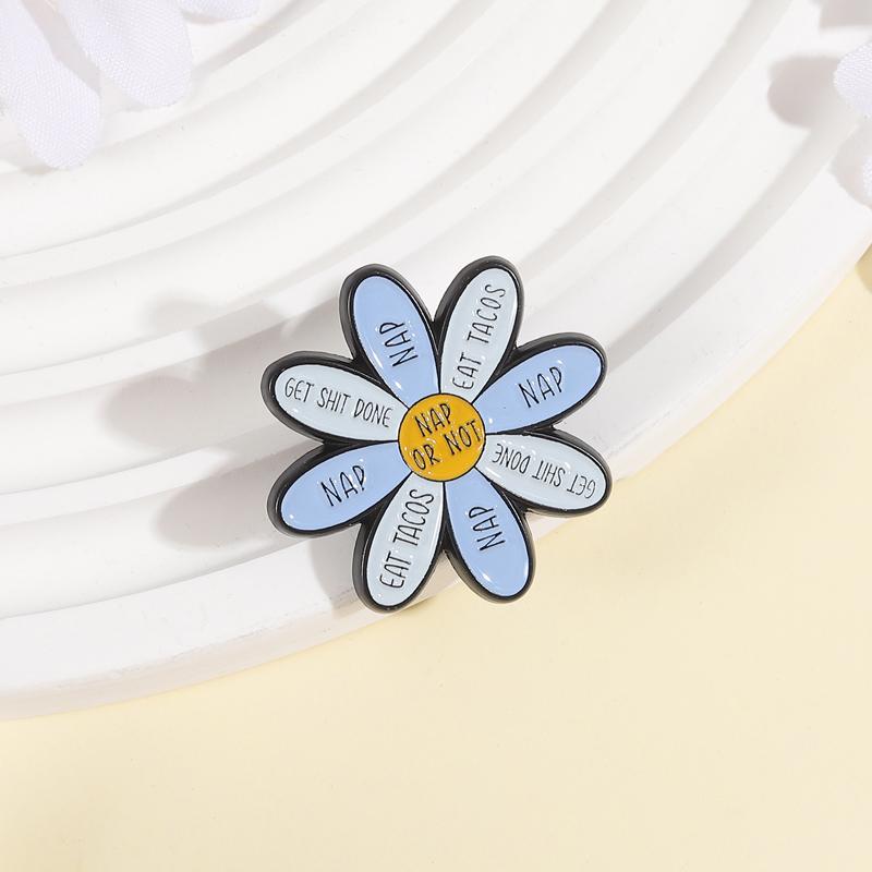 Nap Or Not Daisy Enamel Pins Cartoon Choice Flower Eat Tacos Brooches Lapel Badges Clothes Cute Jewelry Gift for Friends