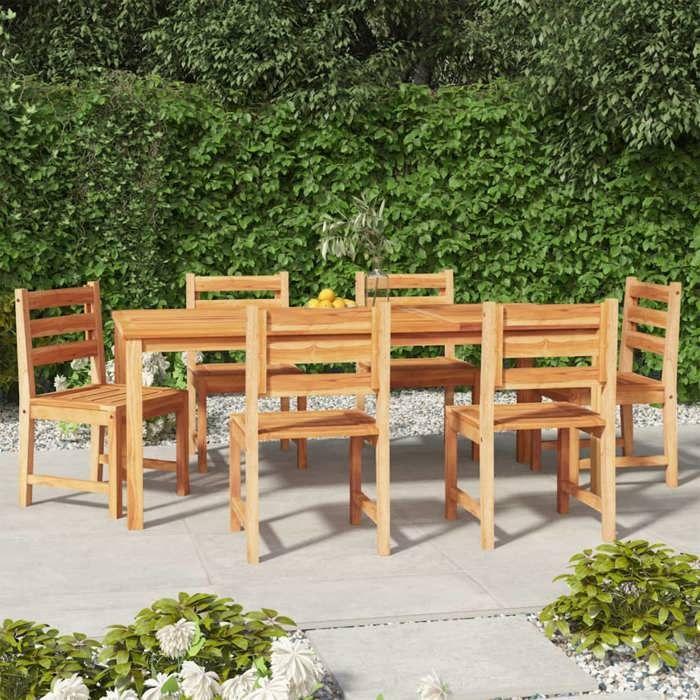 VidaXL Ensemble à manger de jardin 7 pcs Bois de teck solide, meubles de jardin, meubles d'extérieur, table et chaise de 3157191