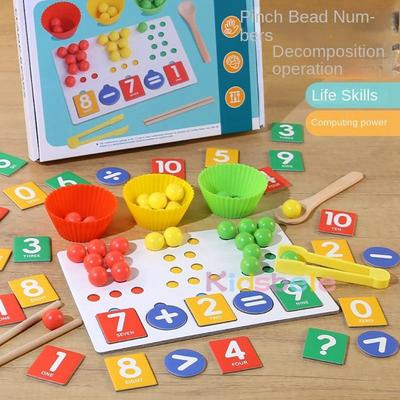 Children Clip Beads Learning Mathematics Toy Color Cognition Mathematics Arithmetic Pairing Early Education Montessori Math Toys
