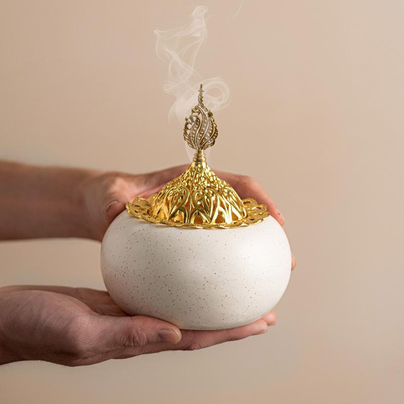 Arabian Ceramic Incense Burner Middle Eastern Dome Vintage Living Room Decor Arabic Incense Burner