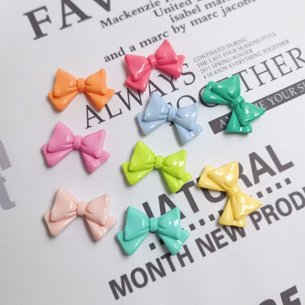 Colorful Bowknot Resin Cabochon Flatback Fit Phone Decoration Parts DIY Hair Bows Accessories Scrapbooking Craft