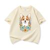 Welsh Corgi Surrounded Colorful Blooms Graphic Tee Kids 100 Cotton Crew Neck T Shirt Cute Puppy Print Short Sleeve Stylish Top