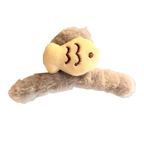 Women Hair Claw Soft Plush Fish Shape Hair Clip Large Size Back Head Hair Clip Winter Hair Accessory