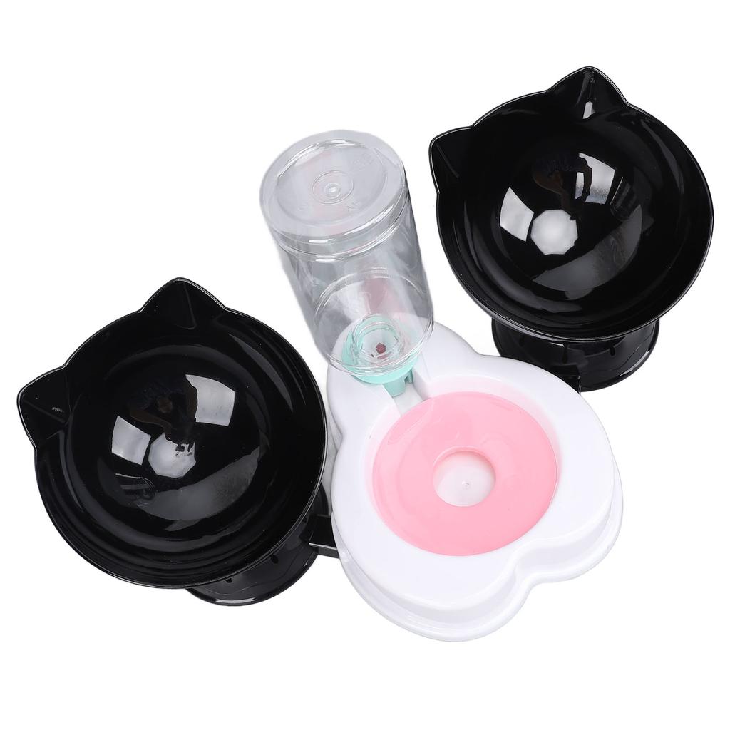 Cat Food and Water Bowl Set Neck Guard 3 In 1 Double Cat Feeding Bowl and Automatic Water Dispenser Set for Home Pet