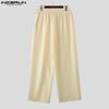 INCERUN Men Drawstring Elastic Waist Casual Striped Long Wide Legs Pants Trousers