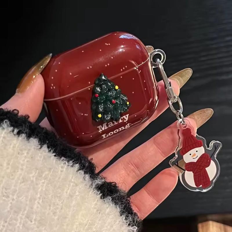 Счастливая Рождественская Елка Новогодний Мягкий Чехол Для AirPods 4 ANC AirPods 1 2 3 Pro 2 Защитный Чехол С Брелоком Снеговиком Рождественский Подарок AirPods Pro 3