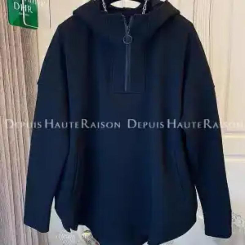

Fashionable and High-end Temperament Half-zip Hoodie Hoodie for Women Autumn Thin Solid Color Long-sleeved Versatile Top 4XL чорний