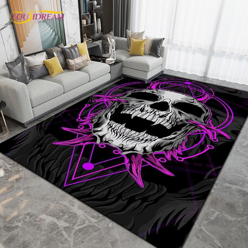 Horror Skull Art Area Rug,Carpets for Living Room Bedroom Decoration, Sofa Chair Cushion Rug,Kitchen Bathroom Floor Mat