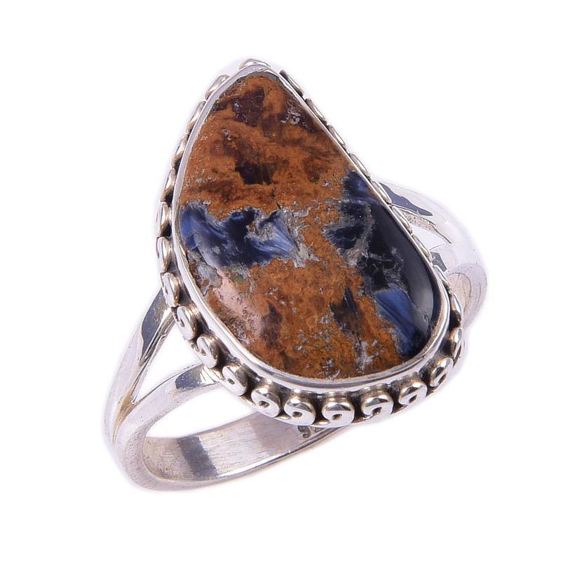 Natural Pietersite Gemstone Handmade 925 Solid Sterling Silver Ring Size 9 S2b84