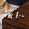Luxury Crystal Flower Stud Earrings For Women White CZ Stone Romantic Snowflake Shaped Earrings Jewelry Gift Accessories
