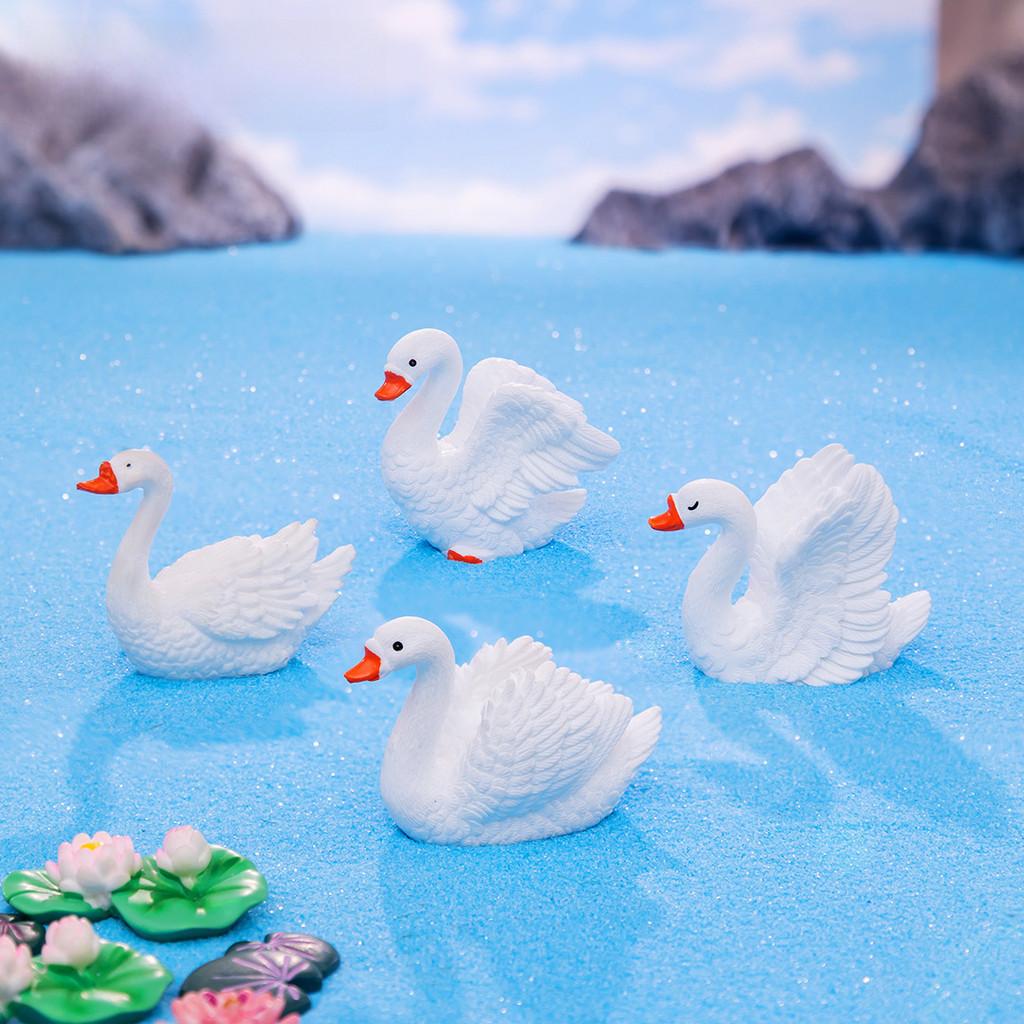 Charming Resin Swan Figurines Diy Creative Micro Landscape Desk Decorations