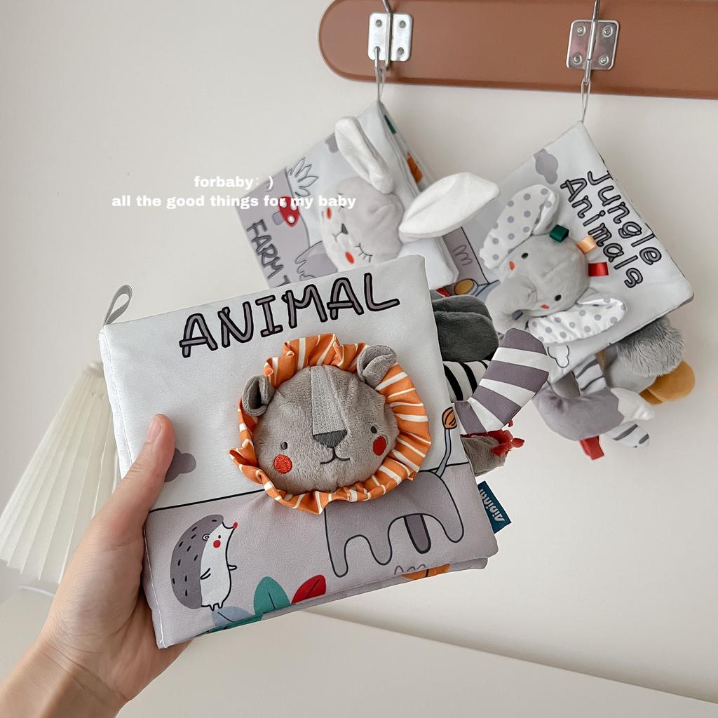 Książeczka z tkaniny dla niemowląt Zabawki Zwierzęta Miękkie Edukacyjne Zabawki Rozwojowe dla Niemowląt Montessori Książeczki Sensoryczne Zabawki dla Niemowląt 0 12 Miesięcy