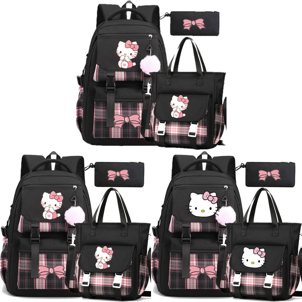 Set Zaino Scolastico Hello Kitty In Materiale Di Nylon Per La Scuola E L'Uso Degli Adolescenti