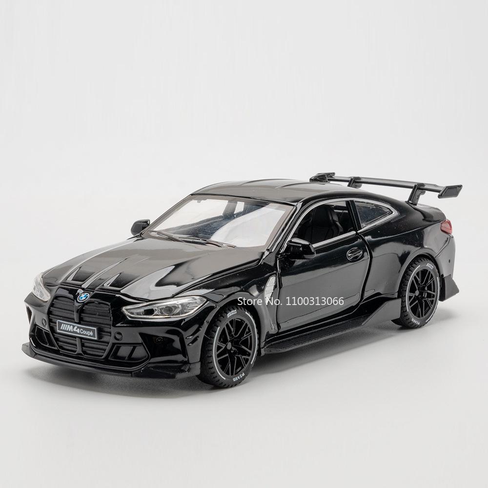 1:32 Metal M4 Police Cars Toy Models Rubber Tire Pull Back Vehicle Light Music Sports Car Miniature Toys Boyfriend Birthday Gift