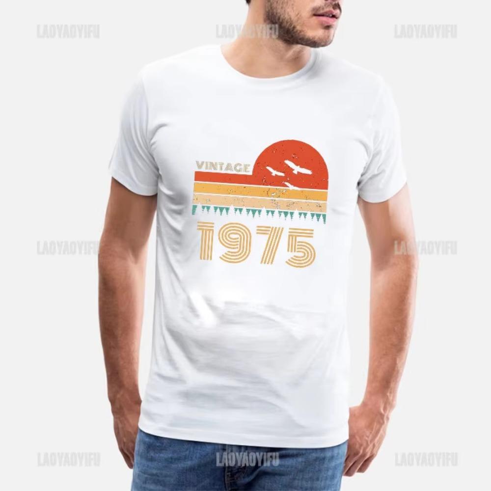 Vintage 1975 Limited Edition Men T Shirts Retro Classic Art Print Tees Short Sleeve O Neck Harajuku Streetwear Birthday Gifts