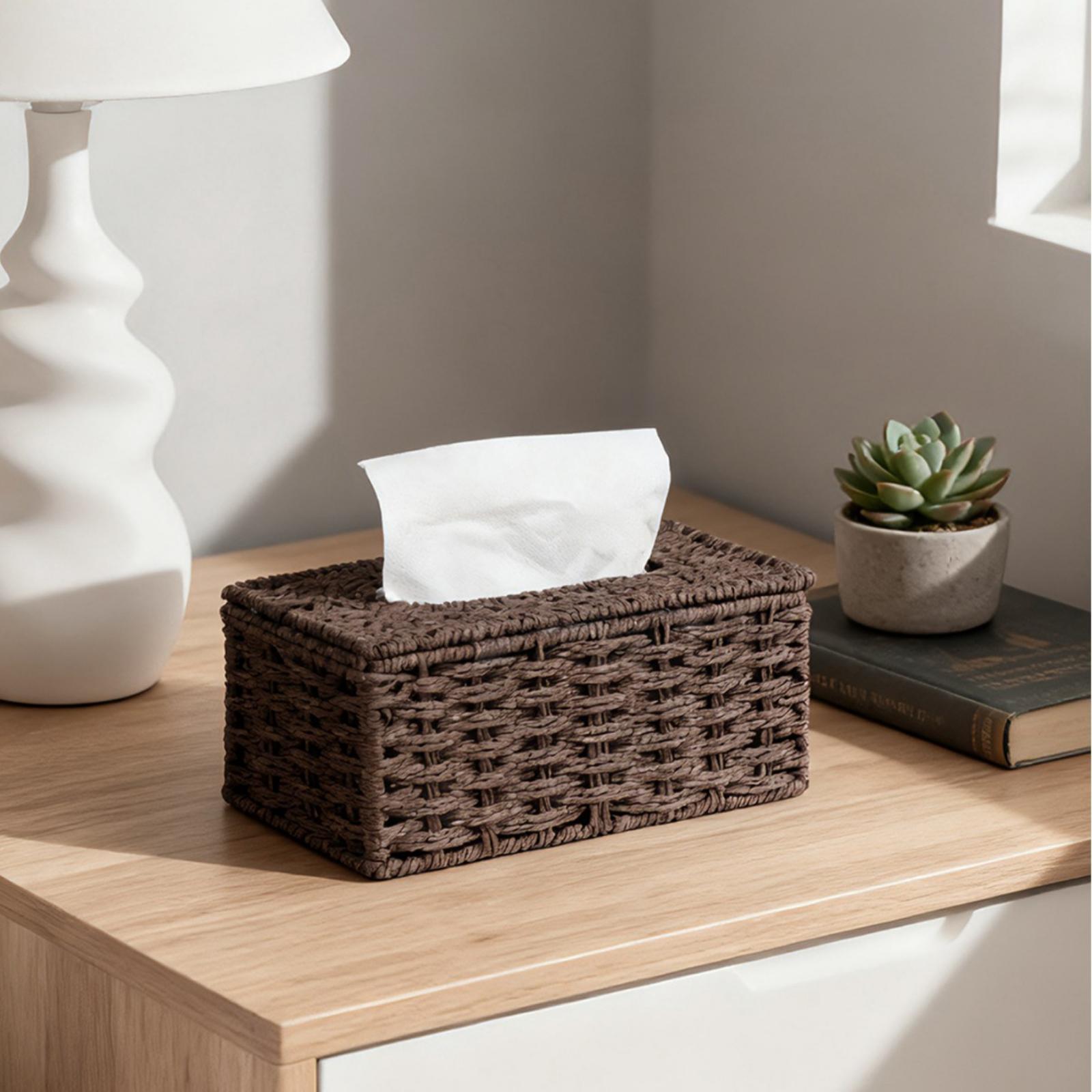 

Storage, Woven Tissue Box, Household Living Room, Car Paper Drawer Box One Size