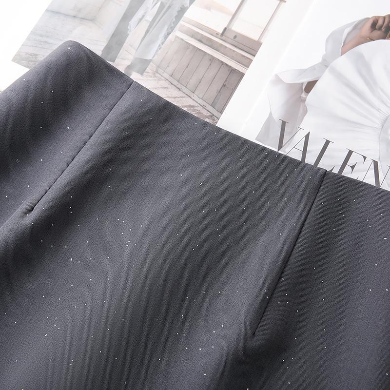 Women's Gray Bodycon Midi Skirt, High-End Spring 2025 Slim Fit