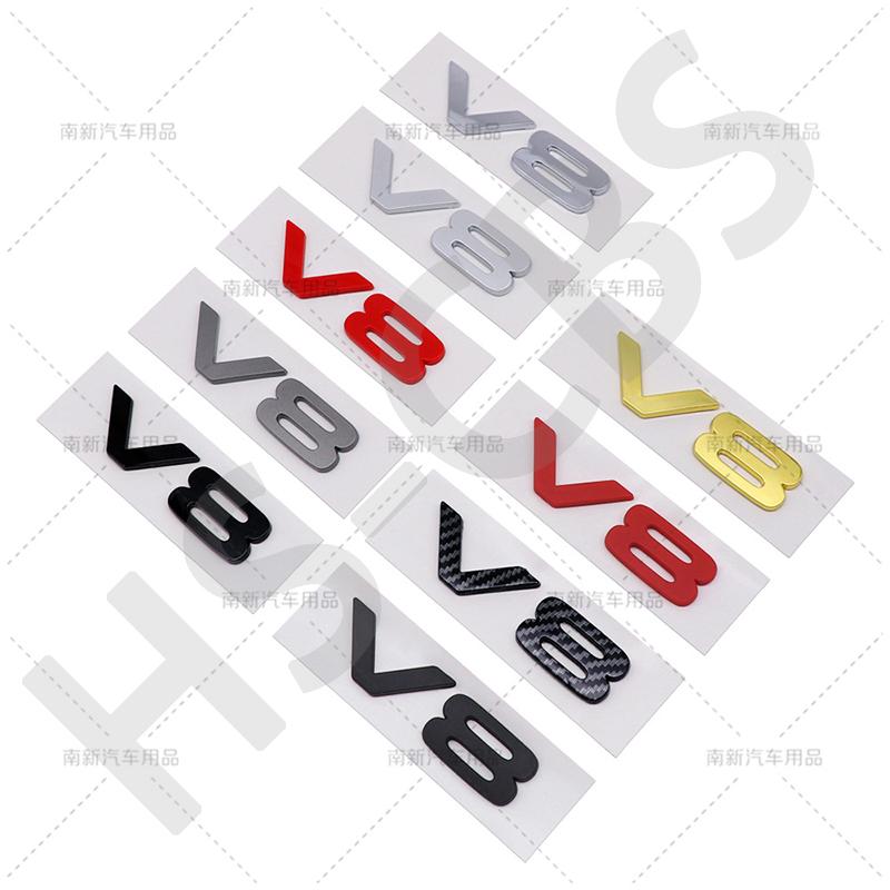 3D ABS Bilmotor Slagvolym Logotyp V8 Bokstav Emblemet Bakluckeemblem Auto Baklucke Dekaler