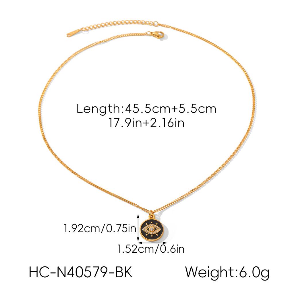 Dripping Oil Diamond-Encrusted Evil Eye Pendant Necklace, Light Luxury Niche Titanium Steel Choker for Women