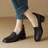 Women Pumps Spring Summer Mature Office Ladies Dress High Quality Genuine Leather Thick Heels Shoes Woman Working Casual Shoes