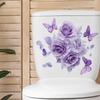 Bathroom Toilet Sticker Modern Minimalist Purple Flower Butterfly Pattern Self-Adhesive Paintings For Bathroom Living Decoration