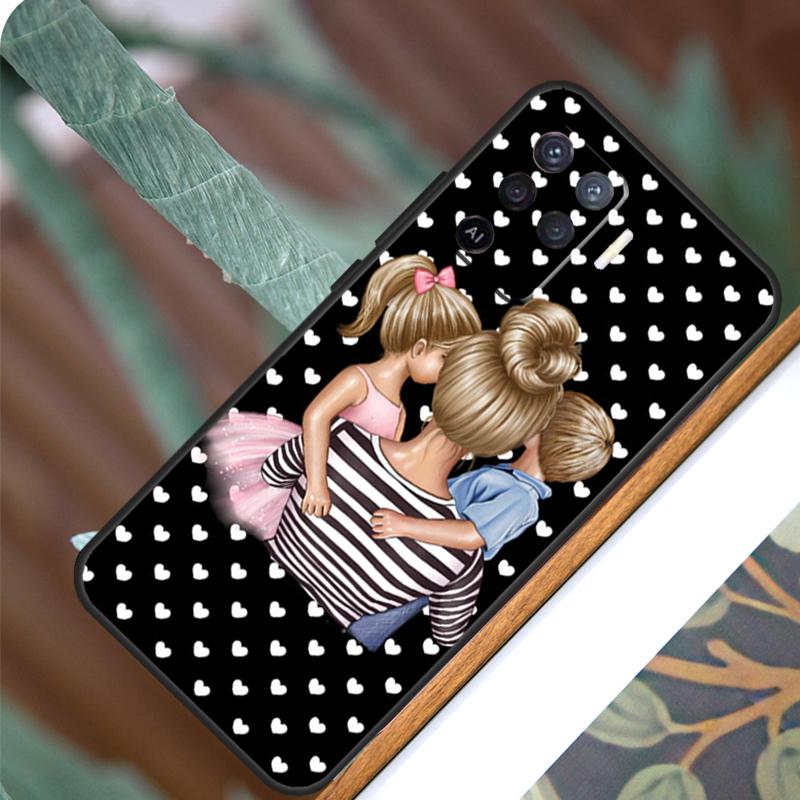 Beautiful Mother Daughter Son For OPPO A58 A78 A98 A54 A74 A94 A16 A76 A96 A5 A9 A52 A72 A79 A53S A15 A17 A57 A77 Case