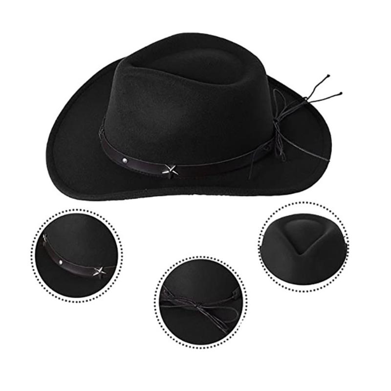 Cowboy Hat Christmas Travel Cap Western Hat Outdoor Sun-Protect Jazz Cap Western Cowboy Hat Tibetan Hat Style