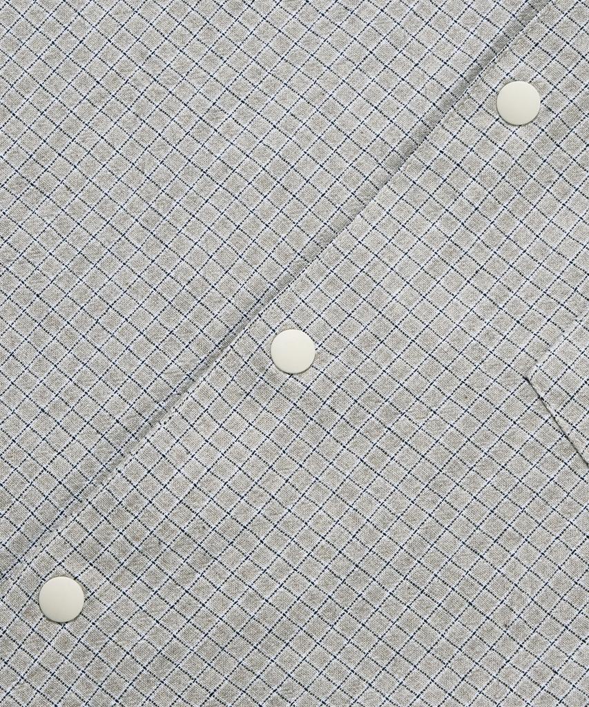 AGOD Open Collar Check Half Shirt [Beige]