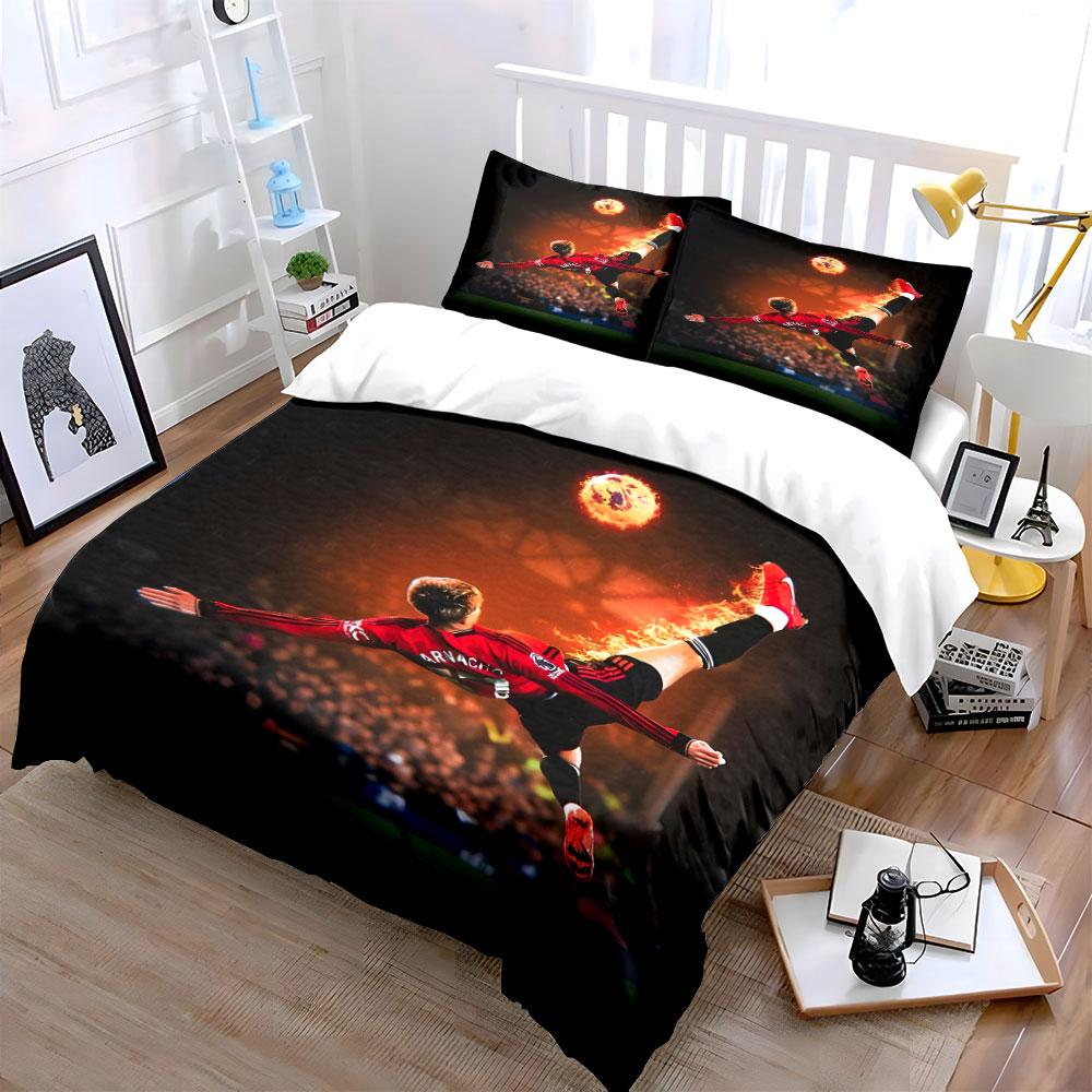 "Blazing Soccer Passion Ignites." Bedding Sets Duvet Covers Pillowcases(1* Duvet Cover 2* Pillowcases Without Duvet Insert)