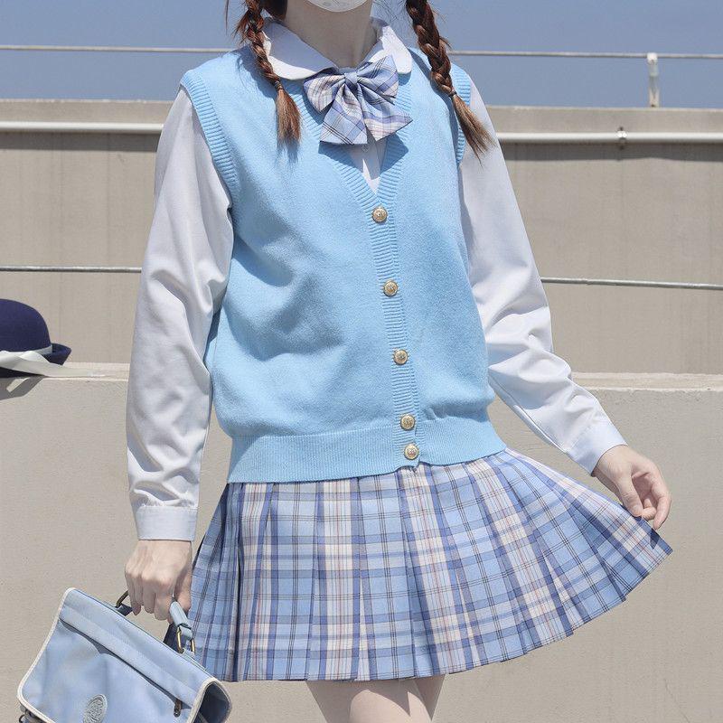 Japanese Style Knitted Cardigan Vest - Solid Color, Academic Look, Versatile Sweater for Spring and Autumn