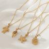 Stainless Steel Beach Ocean Necklace, Turtle and Conch Necklace