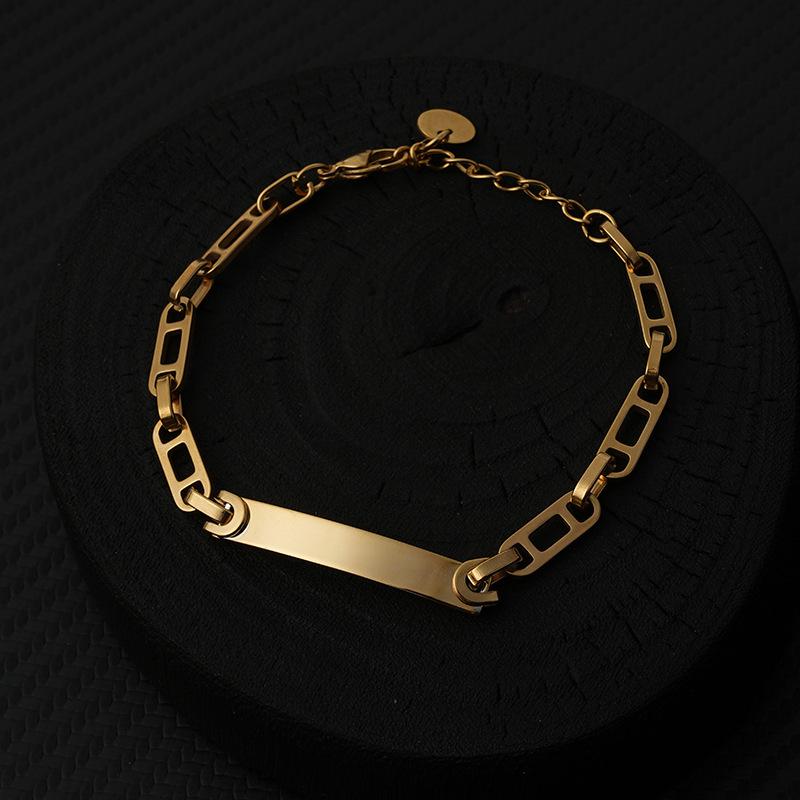 Geometric Stainless Steel Hand Chain Gold Plated Custom Engraved Name Bracelet Fashion Blank Curved Bar Bracelets Jewelry Gifts Blank золотой