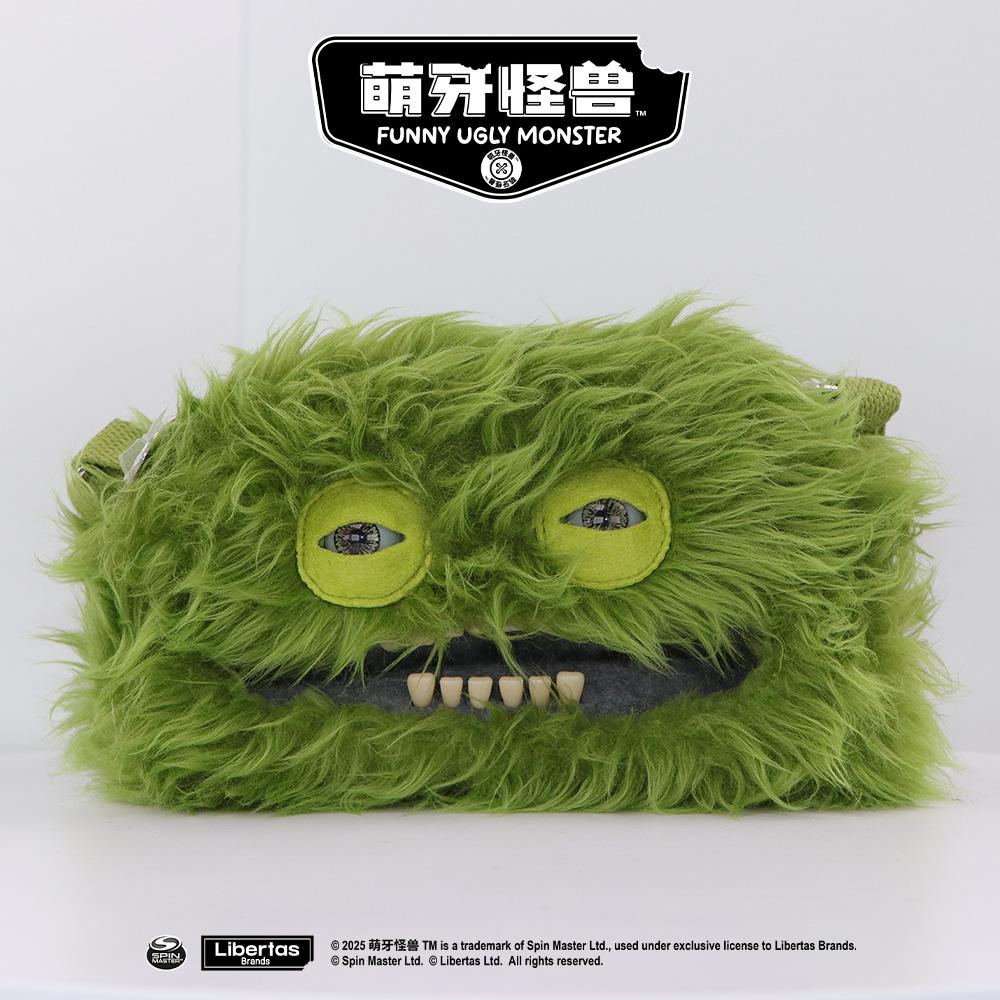 Tie Dye Plush Monster Teeth Crossbody Bag Ugly Cute Soft Fluffy Funny Shoulder Purse Casual Accessory Gift