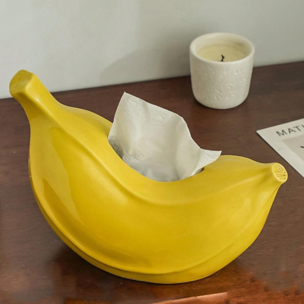 Creative Banana Tissue Box Ceramic Tissue Case Living Room Coffee Table Napkin Holder Dining Table Decoration Bedroom Ornament