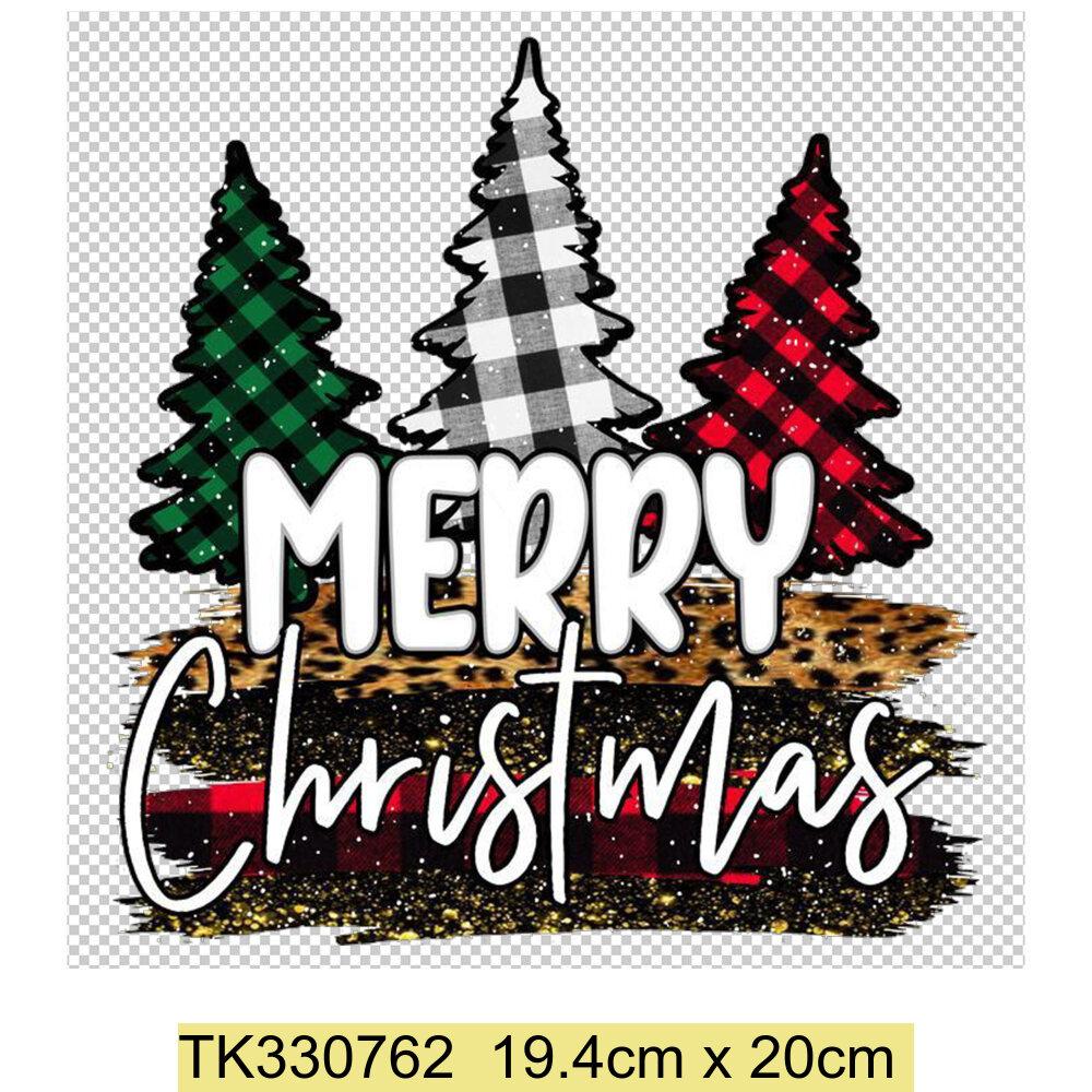 Iron On Christmas Snowmen Santa Claus Christmas Trees  Patch DIY Heat Transfer Tops Appliqued Vinyl Iron On Clothes Stickers