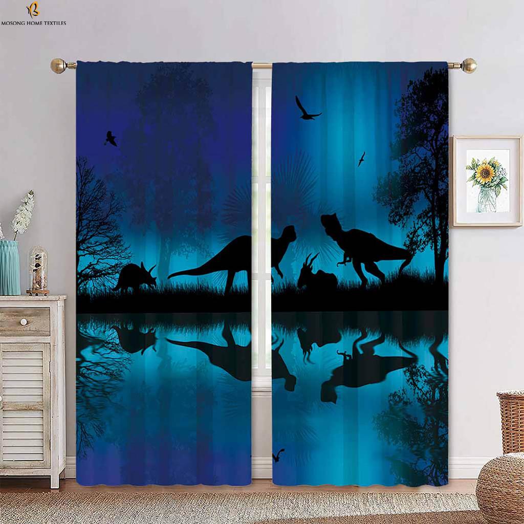Window Curtains Animal Dinosaur Stereo Printing Bedroom Living Room Kitchen Children Decorative Made Of Polyester Great Decor