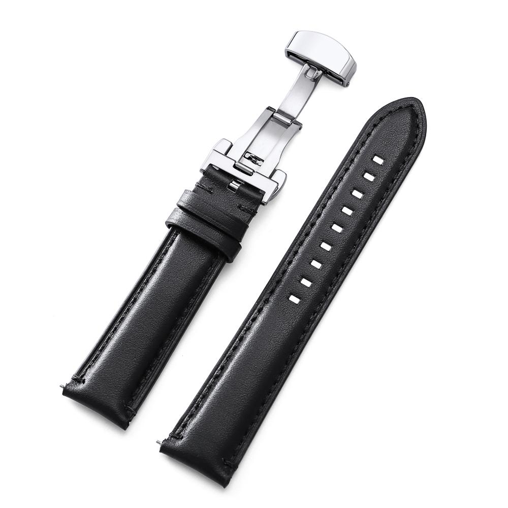 Genuine Cowhide Watch Band Butterfly Buckle Vintage Straps 20mm 22mm 24mm Men Women Soft Leather Wrist Bracelet Belt Accessory