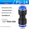 Pneumatic Air Tube Connector: PU8 Straight, PV10 Right-Angle Elbow, Quick-Insert, Butt Joint, Blue Plastic, PG6-4 Reducer.
