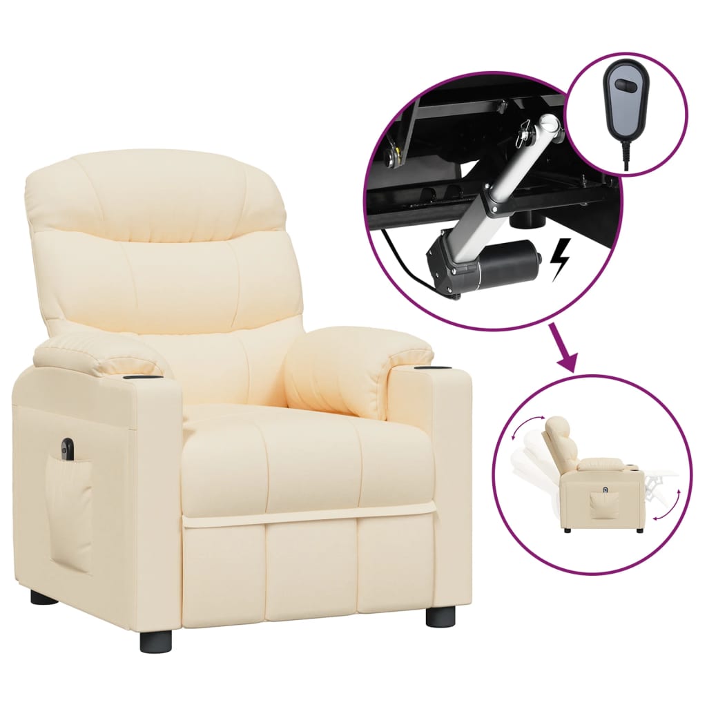 Electric Recliner Chair Cream Fabric