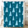 Christmas Tree Shower Curtain Decorative Blue Fabric Waterproof Bathroom Wall Hanging Home Decoration Christmas Trees Pattern