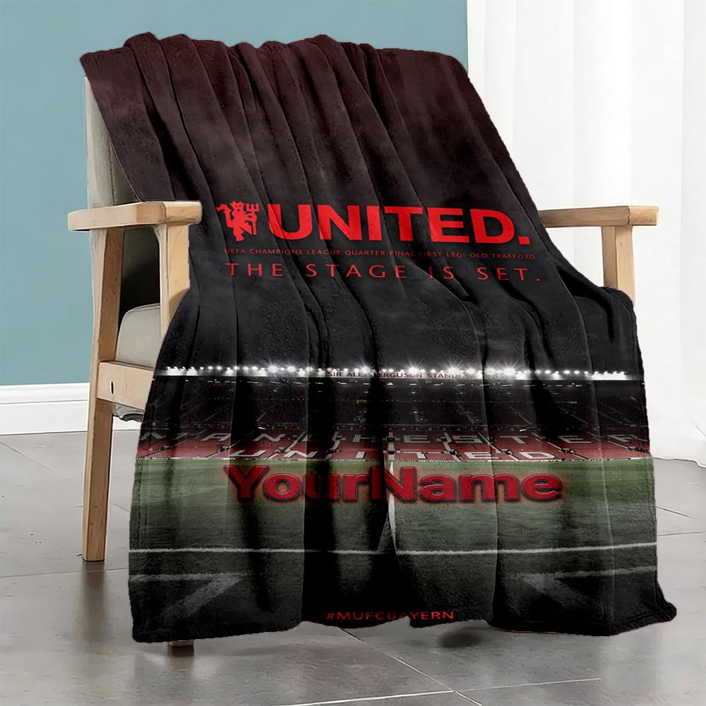 Manchester Customize Text Blanket Lightweight Customizable Blanket Durable Comfort Throw For Livingroom Office Chair Picnics Home Decor