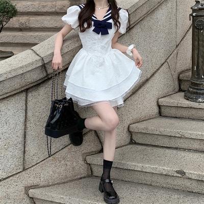 Dress Japanese Style Navy Collar Dress Female Summer Sweet Hot Girl Pure Desire Princess Dress Japanese Waist Fluffy Skirt