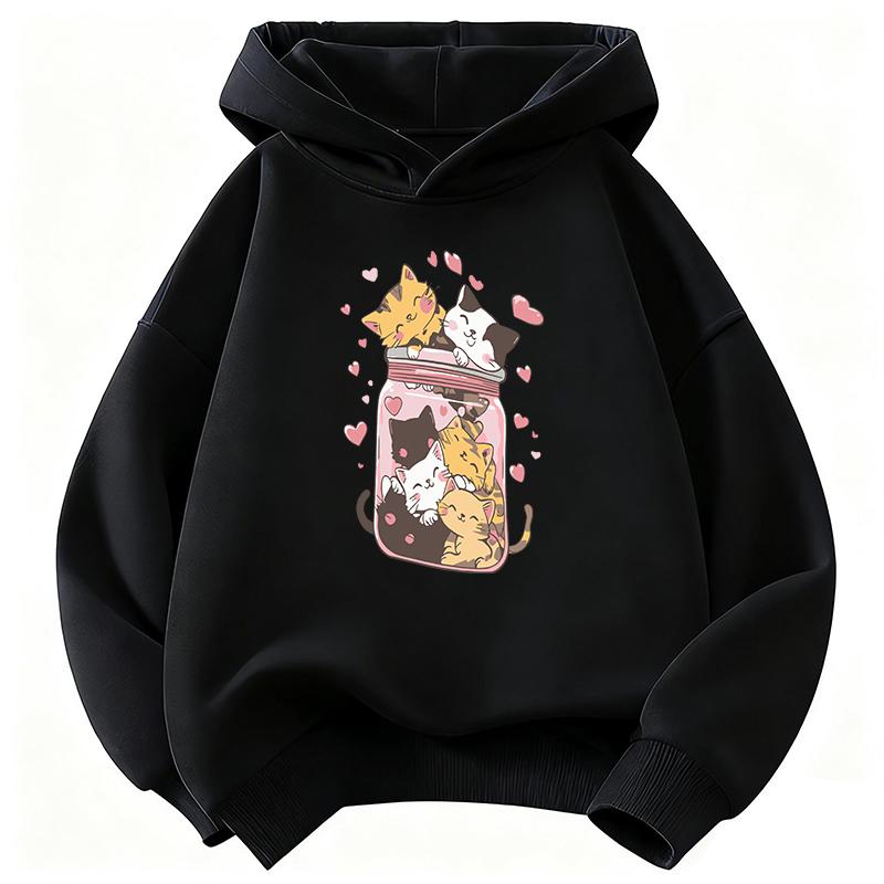 Happy Cat Lover Design Y2k Hooded Kids Children's Sweatshirt Cute Hoody for Boys Girls Autumn Winter Casual Hoodies