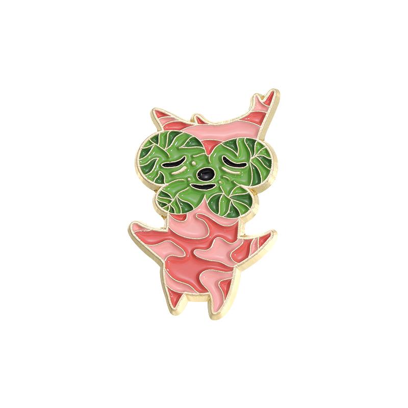 Cartoon Game Elf Enamel Pins Custom Leaf Spliced Fox Octopus Brooches Lapel Badges Animal Plant Jewelry Gift for Friends