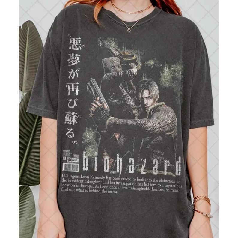2026 New Fashion Resident Evil Graphic T Shirt Vintage Oversized T-shirt Cotton Short Sleeve Soft T Shirt for Men Women Clothing