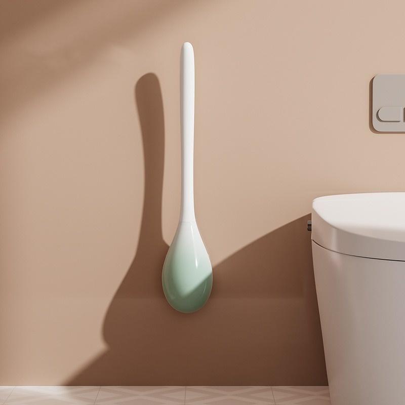 Plastic TPR Toilet Brush Toilet Bowl Brush with Holder Set Wall Hanging Toilet Brush Flexible Soft Cleaning Bristles for Floor