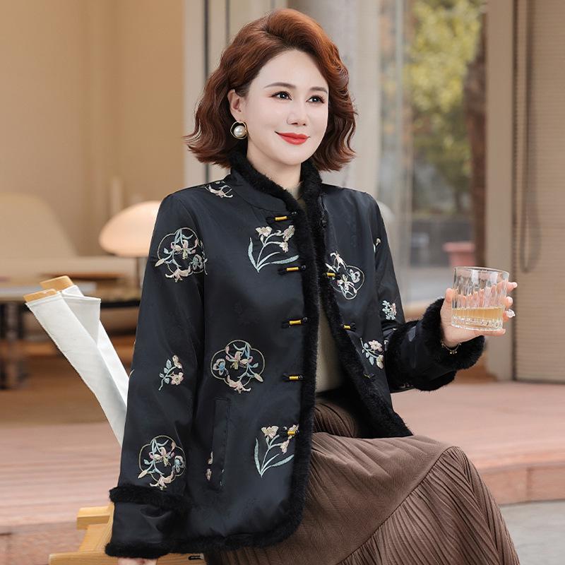 Thickened Retro Chinese-Style Cotton Jacket with Frog Buttons